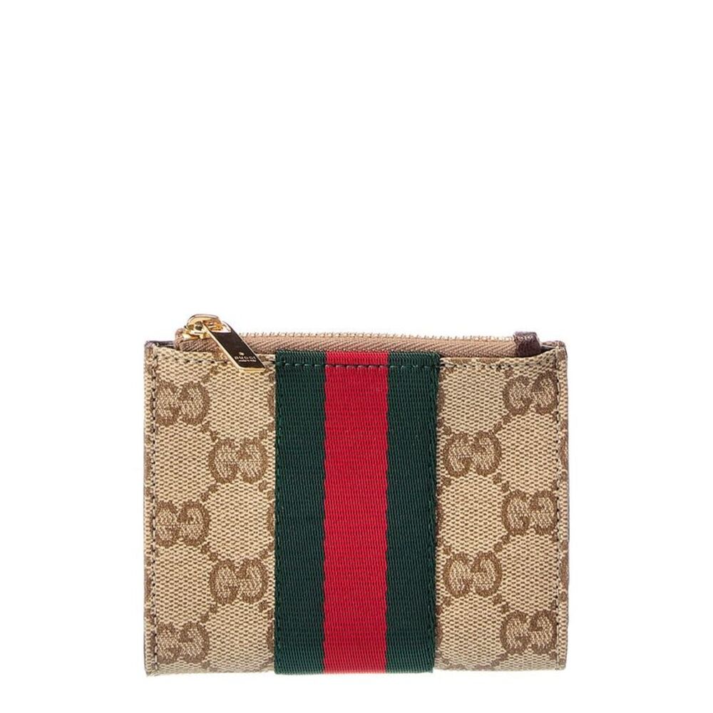 Gucci Small Gg Coated Canvas Wallet, Brown